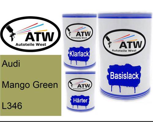 Audi, Mango Green, L346: 500ml Lackdose + 500ml Klarlack + 250ml Härter - Set, von ATW Autoteile West.